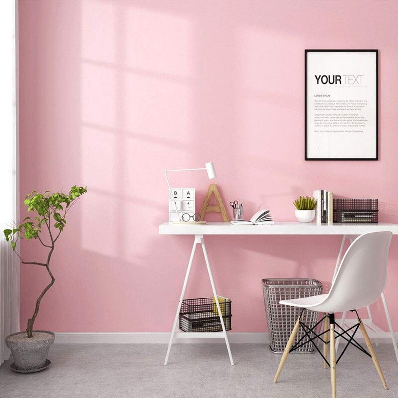 practicalWs Pink Self-Adhesive Wallpaper Film Stick Paper Easy to Apply Peel and Stick Wallpaper Shelf Liner Table and Door Reform Wall Paper - Image 2